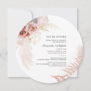 Modern Pampas Grass Terracotta Graduation Party Invitation