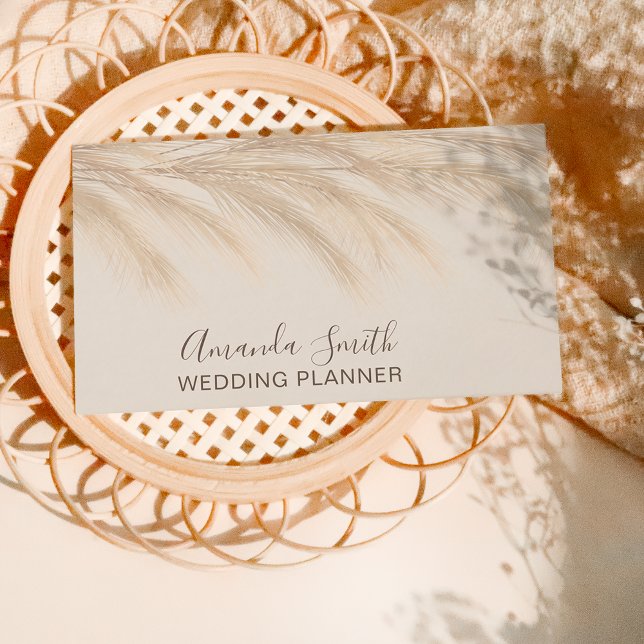 modern pampas grass watercolor wedding planner business card (Creator Uploaded)