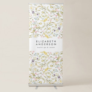 Modern Pampas Spring Wildflowers Floral Boho Retractable Banner