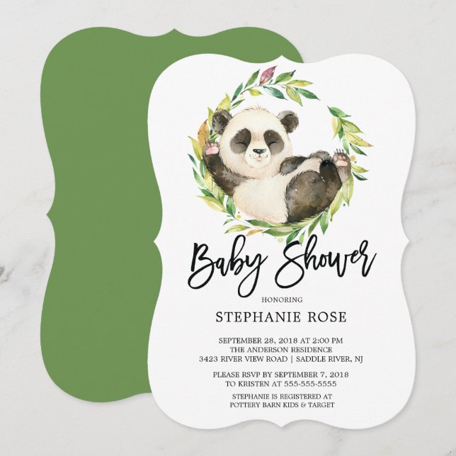 Modern Panda Bear Baby Shower Invitation (Front/Back)
