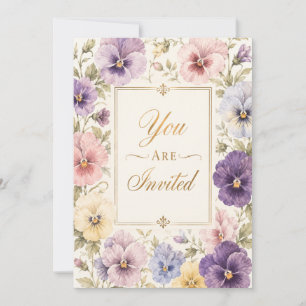 Modern Pansy Florals Birthday Invitation