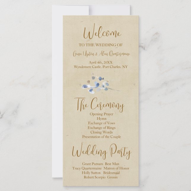 Modern Pansy Wedding Program (Front)