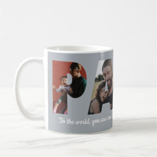Modern PAPA 4 Photo Silver Grey Happy Father's Day Coffee Mug