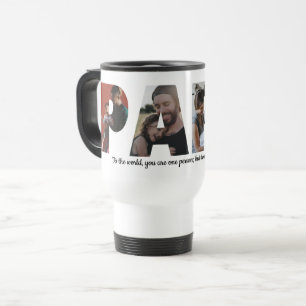 Modern PAPA 5 Photo Collage Quote Father's Day Travel Mug
