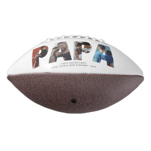 Modern PAPA Photo Collage Chic Happy Father's Day American Football