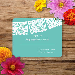 Modern Papel Picado Custom Colour   Wedding RSVP