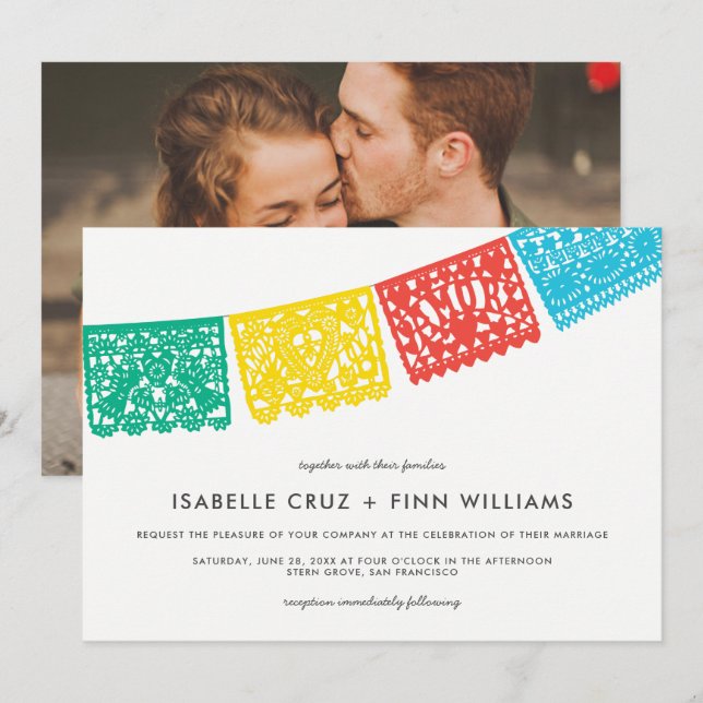 Modern Papel Picado | Wedding Invitation (Front/Back)