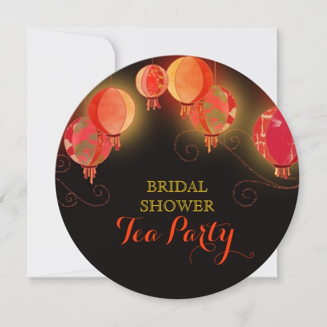 Modern Paper Lanterns Bridal Shower Tea Party Invitation (Front)