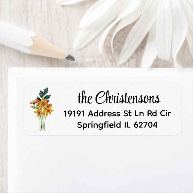 Modern Paper Quilled Flowers Return Address Label (Insitu)