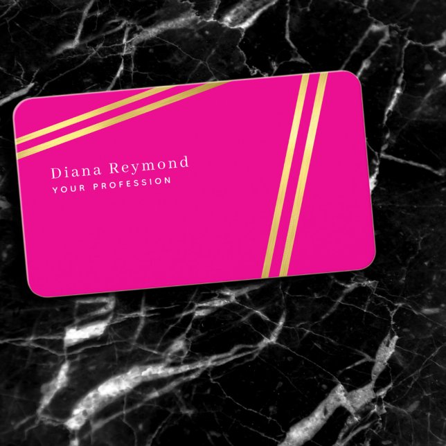 Modern Parallel Stripes Hot Pink Business Card (Creator Uploaded)