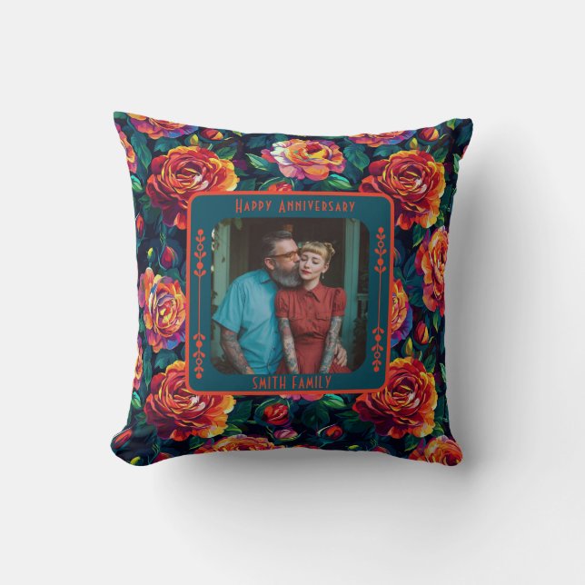 Modern Parents Wedding Throw Pillow  For Wife (Front)
