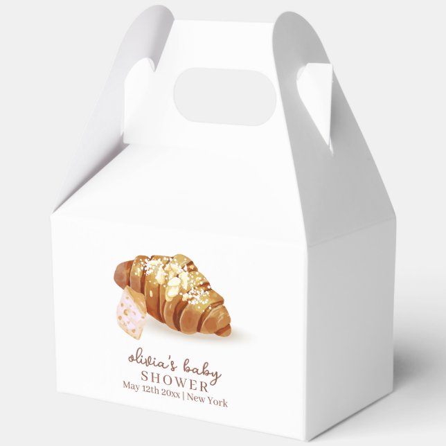 Modern Paris Bakery Pastry Croissant Baby Shower  Favour Box (Back)
