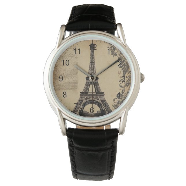 Modern Paris Eiffel Tower France Vintage Watch (Front)
