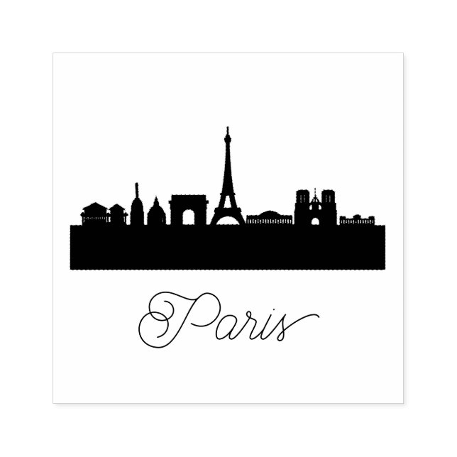 Modern  Paris, France City | Stylised Skyline  Rubber Stamp (Imprint)