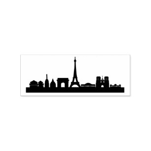Modern Paris, France City Stylised Skyline Rubber Stamp