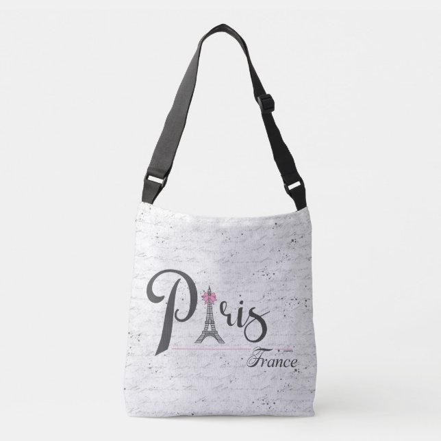 Modern Paris, France Design Heart Chic Crossbody Bag (Front)