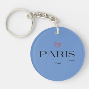 Modern Paris France Heart xoxo Cool Key Ring