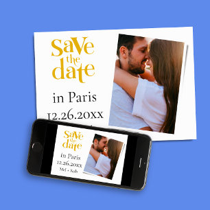 Modern Paris Gold Unique Photo Save The Date Invitation