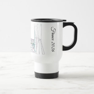 Modern Paris Window Silhouette Aesthetic Travel Mug