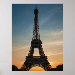 Modern Parisian Sunset Eiffel Tower Paris French Poster