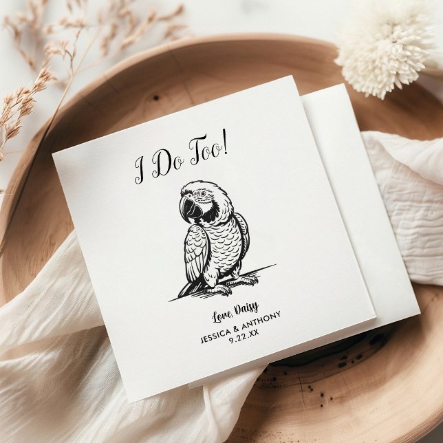 Modern Parrot Wedding Cocktail Napkins (Creator Uploaded)