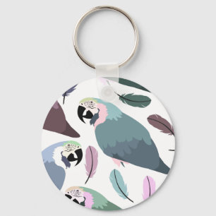 Modern Parrots Tropical Pattern Key Ring
