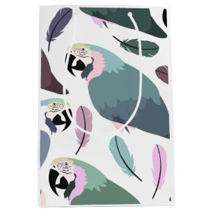 Modern Parrots Tropical Pattern Medium Gift Bag