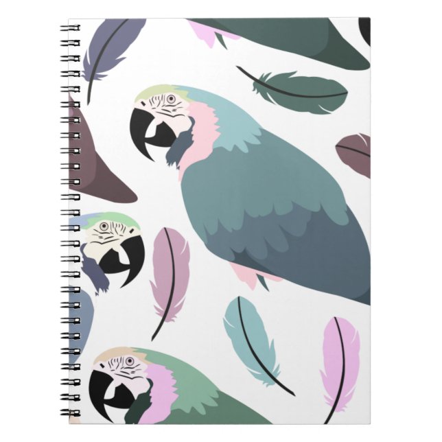 Modern Parrots Tropical Pattern  Notebook (Front)