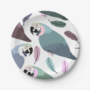 Modern Parrots Tropical Pattern Paper Plate