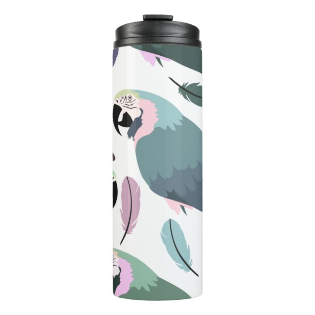 Modern Parrots Tropical Pattern  Thermal Tumbler (Front)