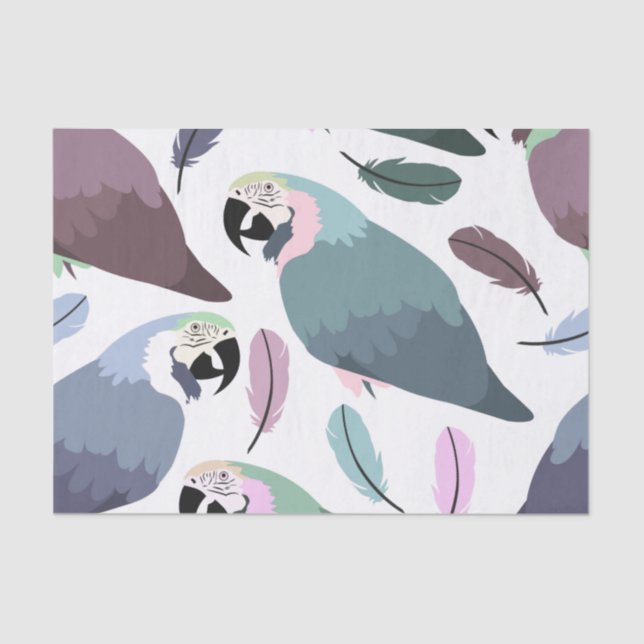 Modern Parrots Tropical Pattern  Tissue Paper (Front)