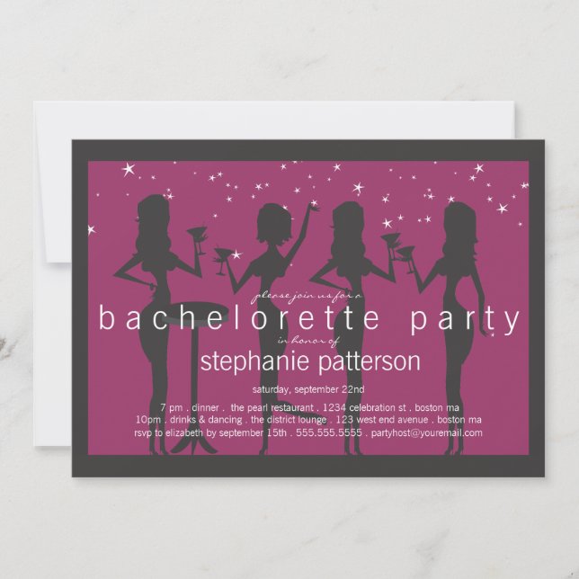 Modern Party Girls Cocktail Bachelorette Party Invitation (Front)