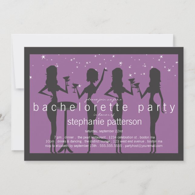 Modern Party Girls Cocktail Bachelorette Party Invitation (Front)