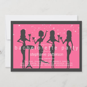 Modern Party Girls Cocktail Bachelorette Party Invitation