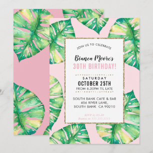 MODERN PARTY INVITE tropical monstera leaves