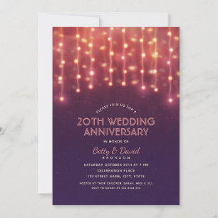 Modern Party Lights 20th Wedding Anniversary Invitation