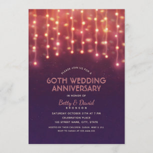 Modern Party Lights 60th Wedding Anniversary Invitation