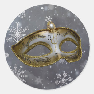 Modern Party Mask on Snowflakes Envelope Seal