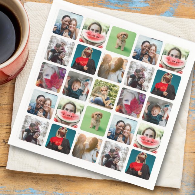 Modern Party Photo Collage Pattern  Napkin (Creator Uploaded)