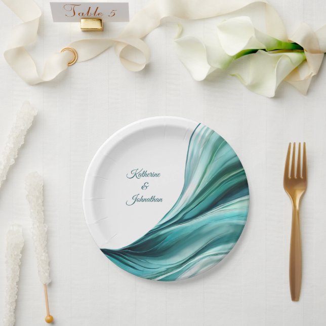Modern Party Supplies-Emerald Green- Paper Plate (Wedding)