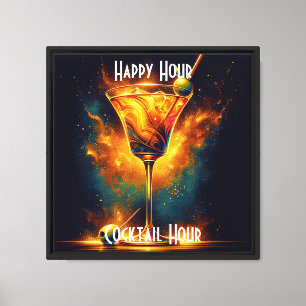 Modern Party Time Neon Personalised Canvas Print