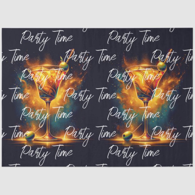 Modern Party Time Neon Personalised Tissue Paper (Front)