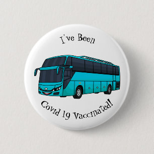 Modern passenger bus cartoon illustration 6 cm round badge