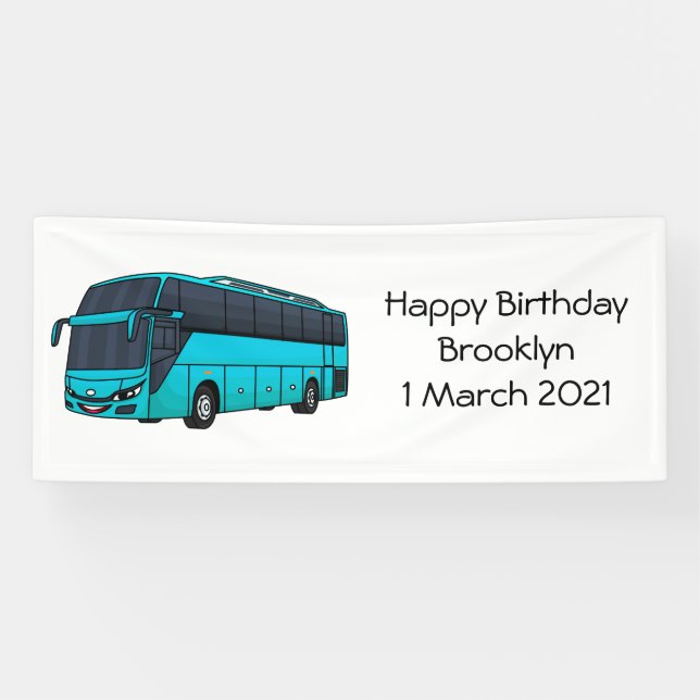Modern passenger bus cartoon illustration banner (Horizontal)