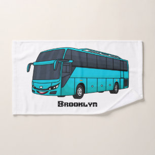 Modern passenger bus cartoon illustration bath towel set