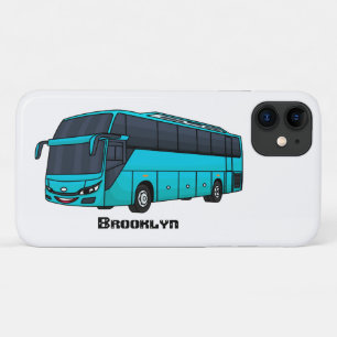 Modern passenger bus cartoon illustration iPhone 11 case