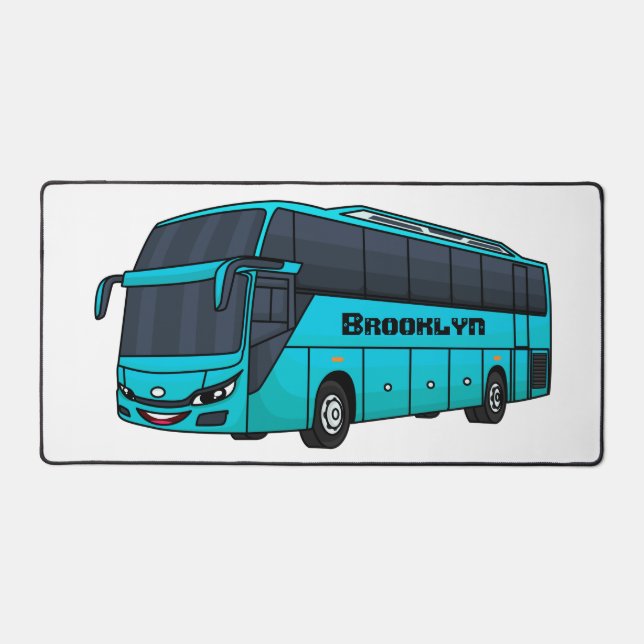 Modern passenger bus cartoon illustration desk mat (Front)