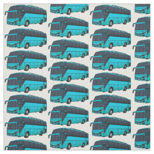 Modern passenger bus cartoon illustration fabric
