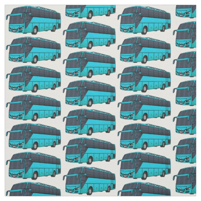 Modern passenger bus cartoon illustration fabric (Swatch)