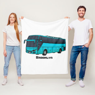 Modern passenger bus cartoon illustration fleece blanket